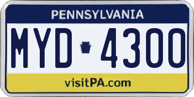 PA license plate MYD4300