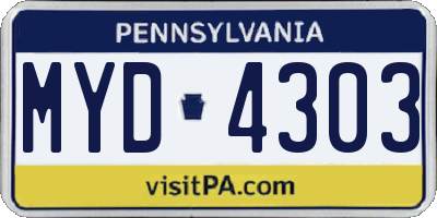 PA license plate MYD4303