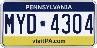 PA license plate MYD4304