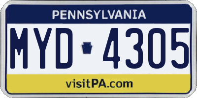PA license plate MYD4305