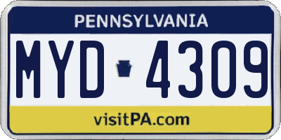 PA license plate MYD4309
