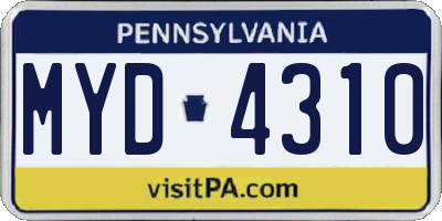 PA license plate MYD4310