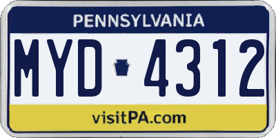 PA license plate MYD4312