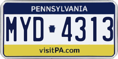 PA license plate MYD4313
