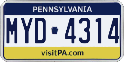PA license plate MYD4314