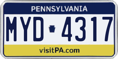 PA license plate MYD4317