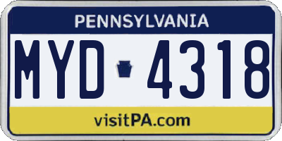 PA license plate MYD4318
