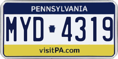 PA license plate MYD4319