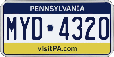 PA license plate MYD4320