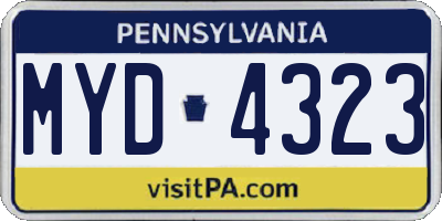 PA license plate MYD4323