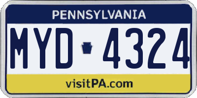 PA license plate MYD4324