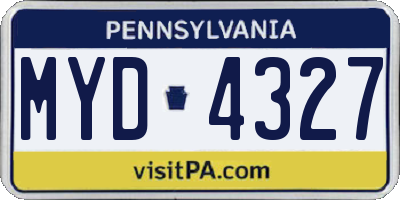 PA license plate MYD4327