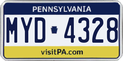 PA license plate MYD4328