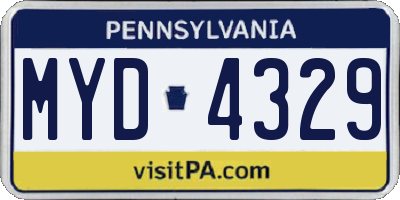 PA license plate MYD4329