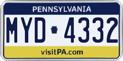 PA license plate MYD4332