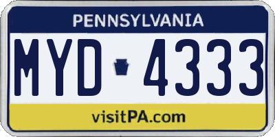 PA license plate MYD4333