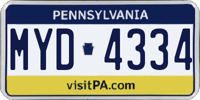 PA license plate MYD4334