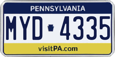 PA license plate MYD4335