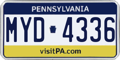 PA license plate MYD4336