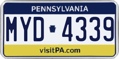 PA license plate MYD4339