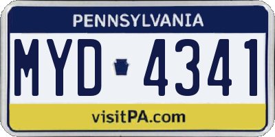 PA license plate MYD4341