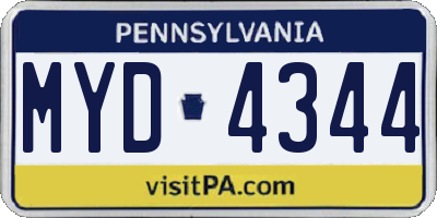 PA license plate MYD4344