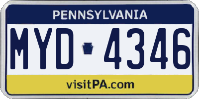 PA license plate MYD4346