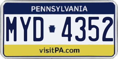 PA license plate MYD4352