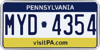 PA license plate MYD4354