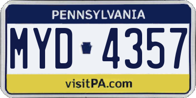 PA license plate MYD4357