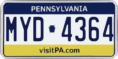 PA license plate MYD4364