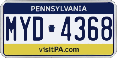 PA license plate MYD4368