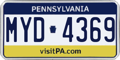 PA license plate MYD4369