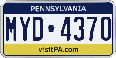 PA license plate MYD4370