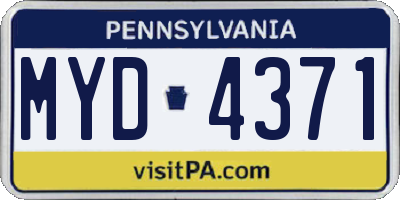 PA license plate MYD4371
