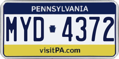 PA license plate MYD4372