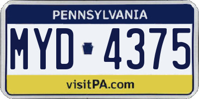 PA license plate MYD4375