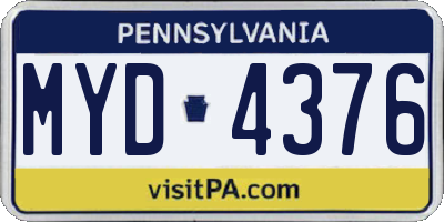 PA license plate MYD4376