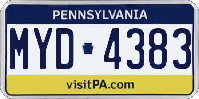 PA license plate MYD4383