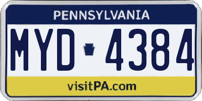 PA license plate MYD4384