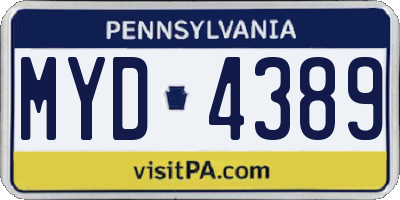 PA license plate MYD4389