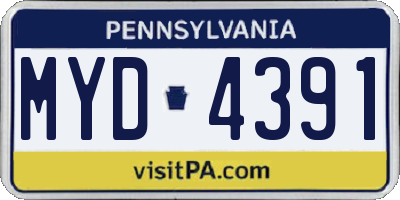 PA license plate MYD4391