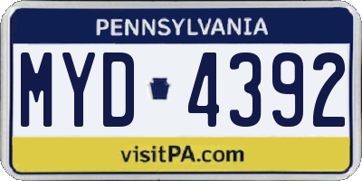 PA license plate MYD4392