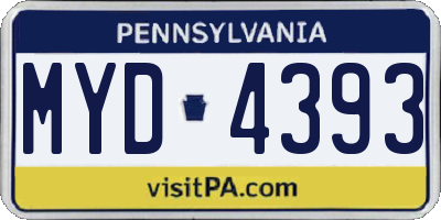 PA license plate MYD4393
