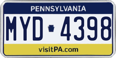 PA license plate MYD4398