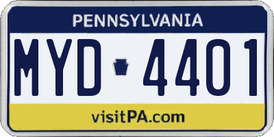 PA license plate MYD4401