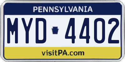 PA license plate MYD4402