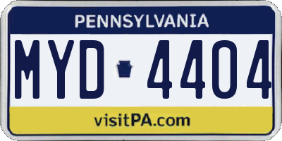 PA license plate MYD4404
