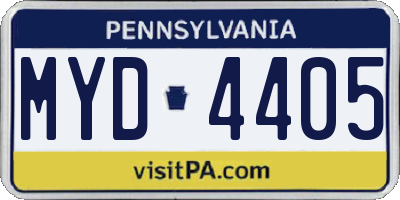 PA license plate MYD4405