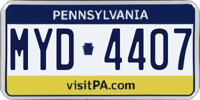 PA license plate MYD4407
